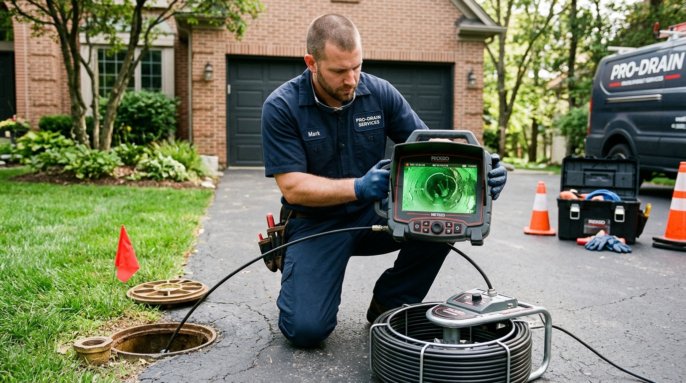 Sewer camera inspection with HD monitor display